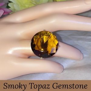 60ct Chunky Smoky Topaz Gemstone Handmade Ring